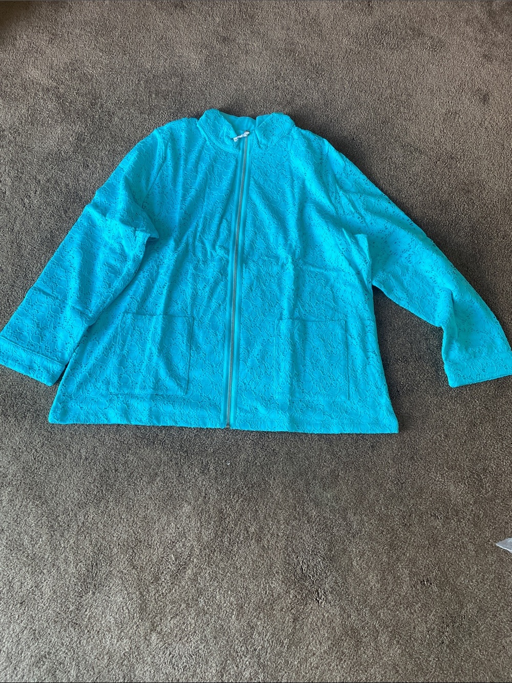 Lightweight Women's Aqua Zip-Front Raincoat with Hood